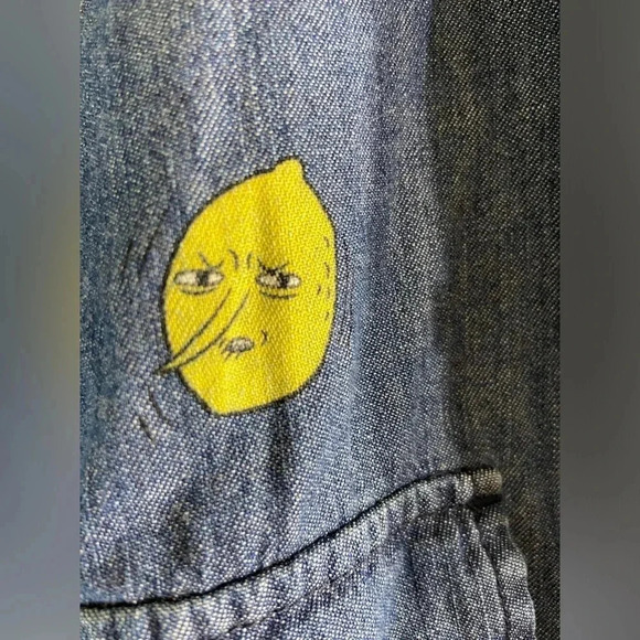Adventure Time -  We Love Fine - Lemongrab Denim Button up Shirt - Never Worn🍋 - Picture 4 of 11